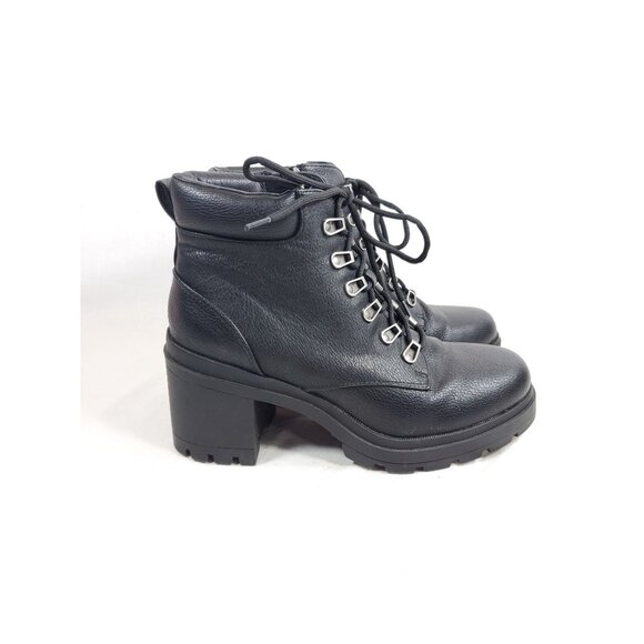 NOBO Women's Size 10 Chunky Heel Combat Boots Black Faux Leather - Picture 3 of 8